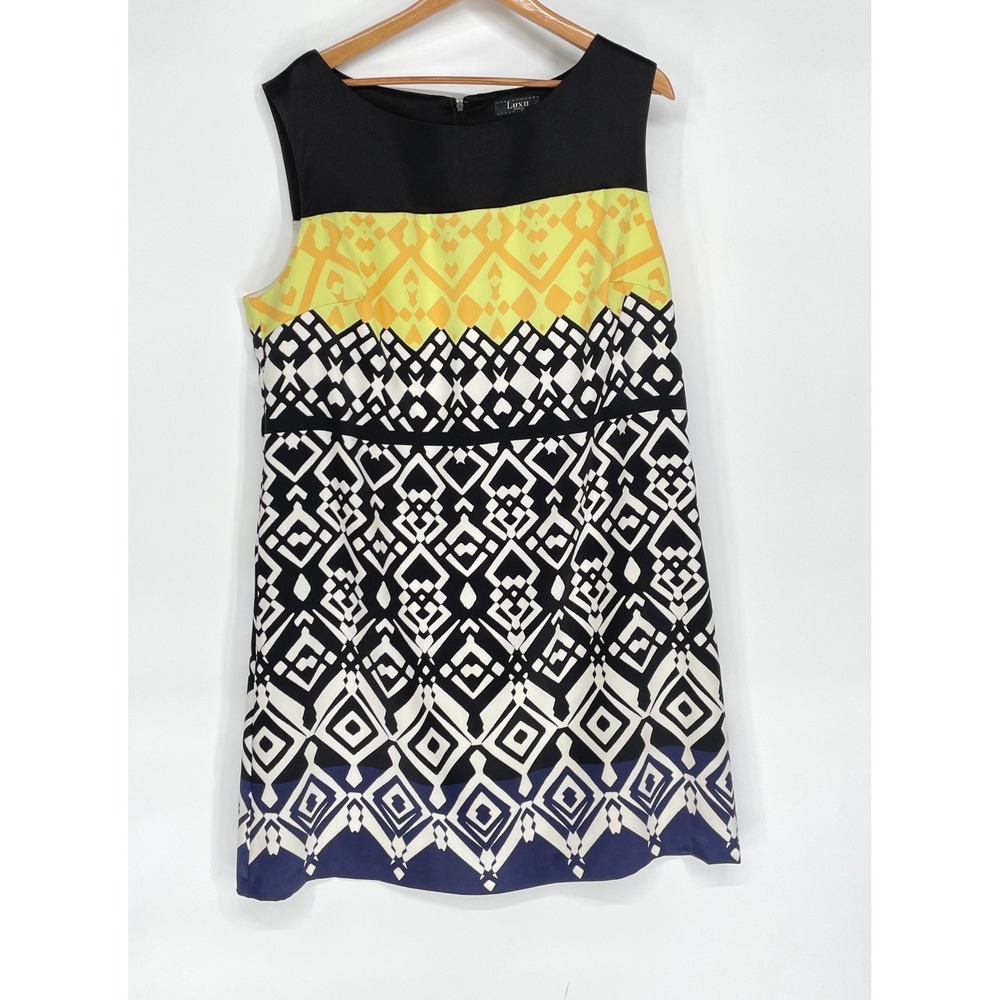 Lux II Woman Women Dress 20W Shift Multi Geometric Sleeveless Colorblock